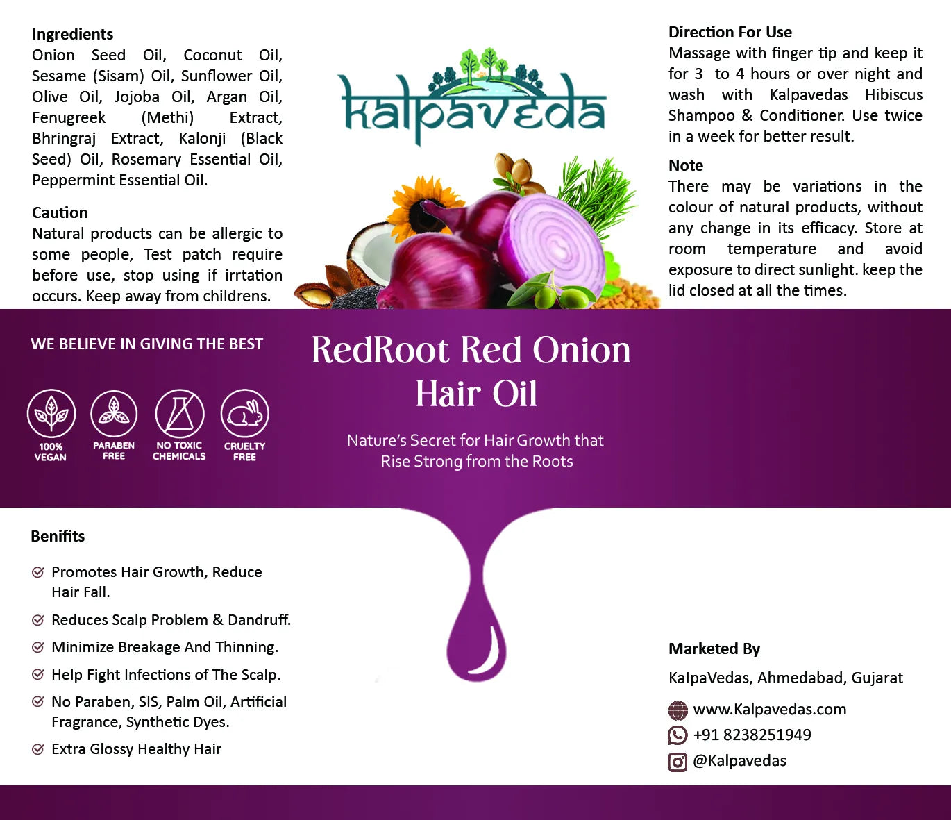 Redroot Red Onion Hair Oil
